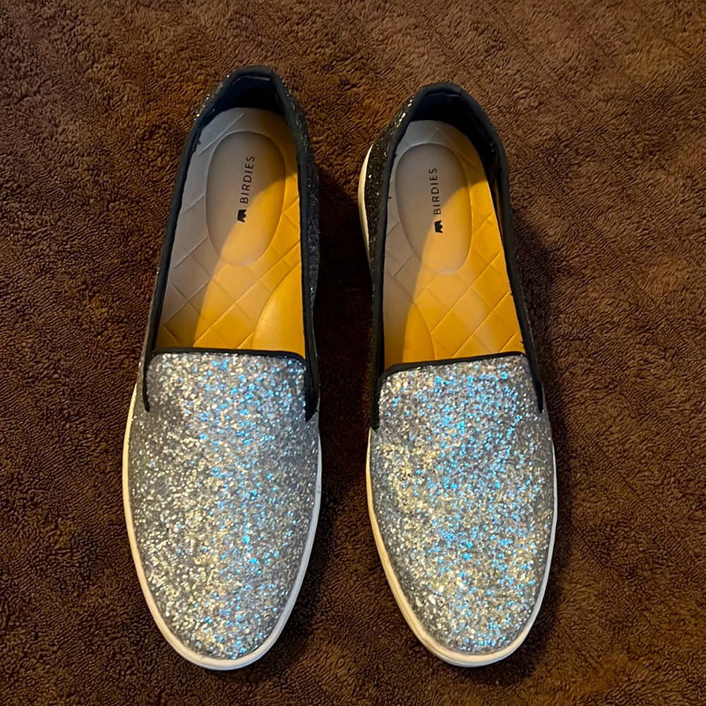 Birdies ombré silver to black sequin sneaker 8.5
